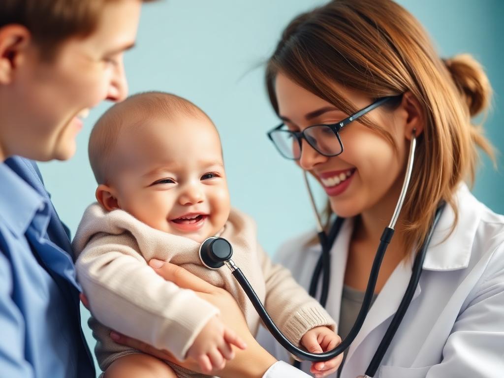 Pediatrician examining an infant